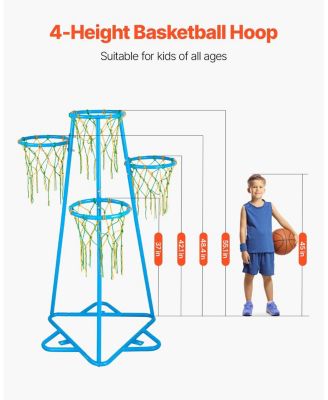 4-Hoop Kids Basketball Set with Adjustable Height & 3 Balls