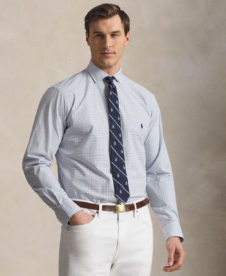 Men's Big & Tall Plaid Stretch Poplin Collared Shirt