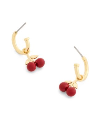 Red Cherry Charm Huggie Earrings