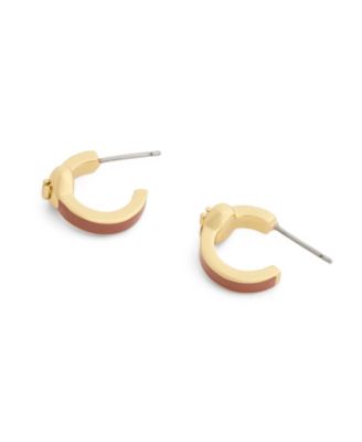 Gold Signature C Heart Huggie Earrings
