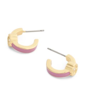 Pink Signature Tea Rose Enamel Huggie Earrings