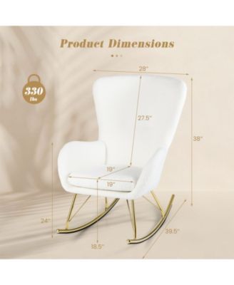 Nursery Rocking Chair with Curved Backrest and Armrests