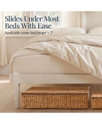 2PC Water Hyacinth Nesting Underbed Storage Baskets with Wheels