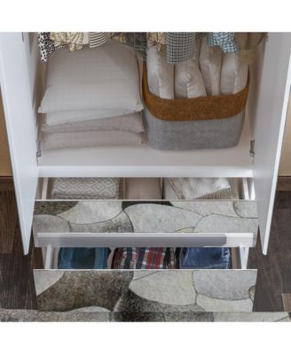 Wardrobe Closet with All Mirror, Armoire with 2 Doors, 2 Drawers & Hanging Rod, For Bedroom