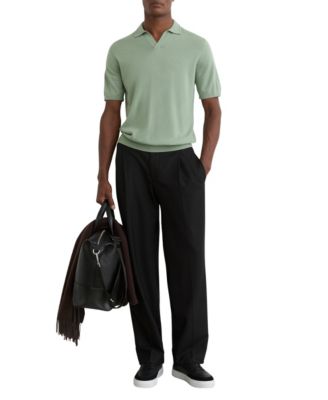 Men's Merino Wool Open Collar Polo Shirt