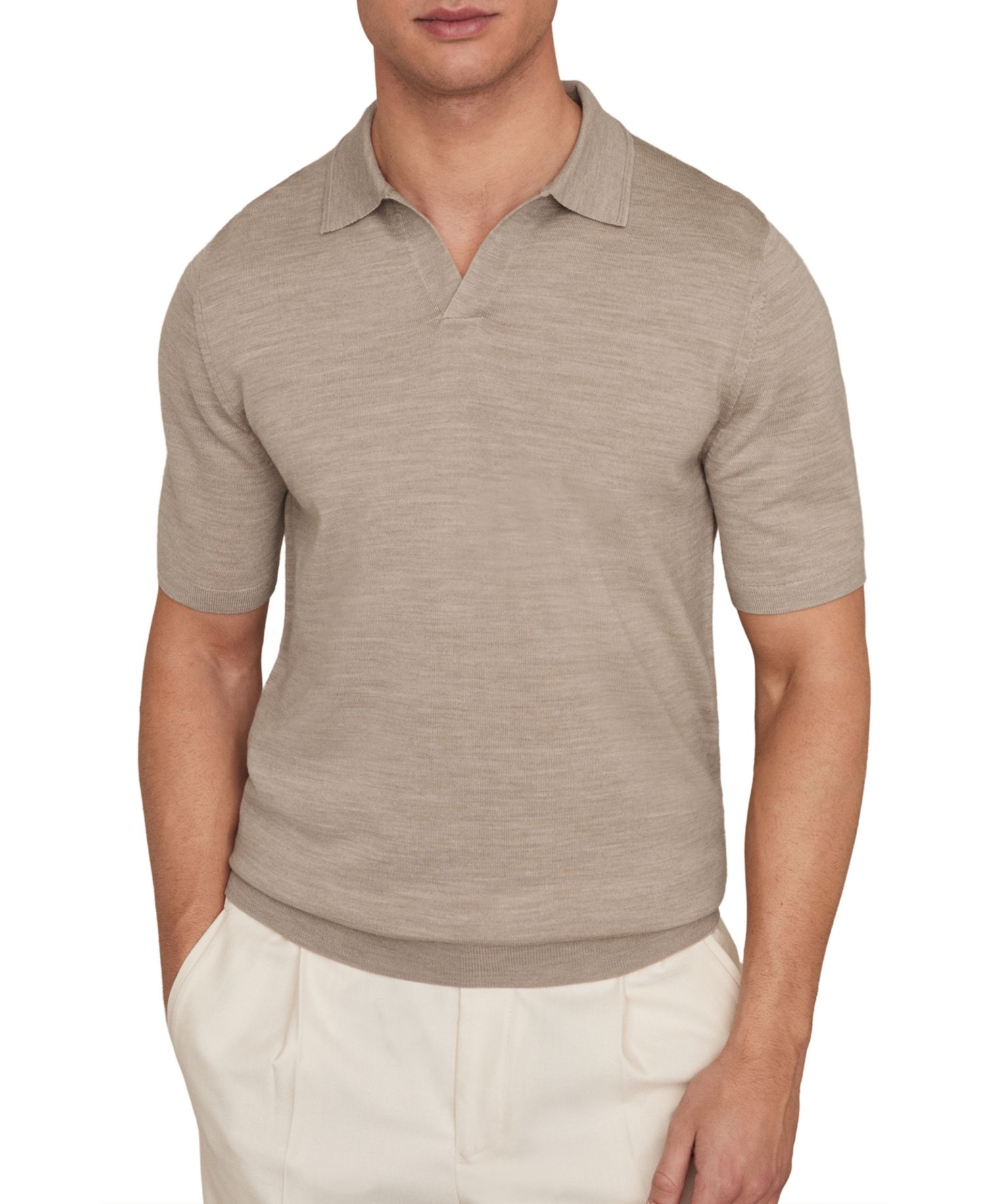 Men's Duchie Merino Wool Open Collar Polo Shirt