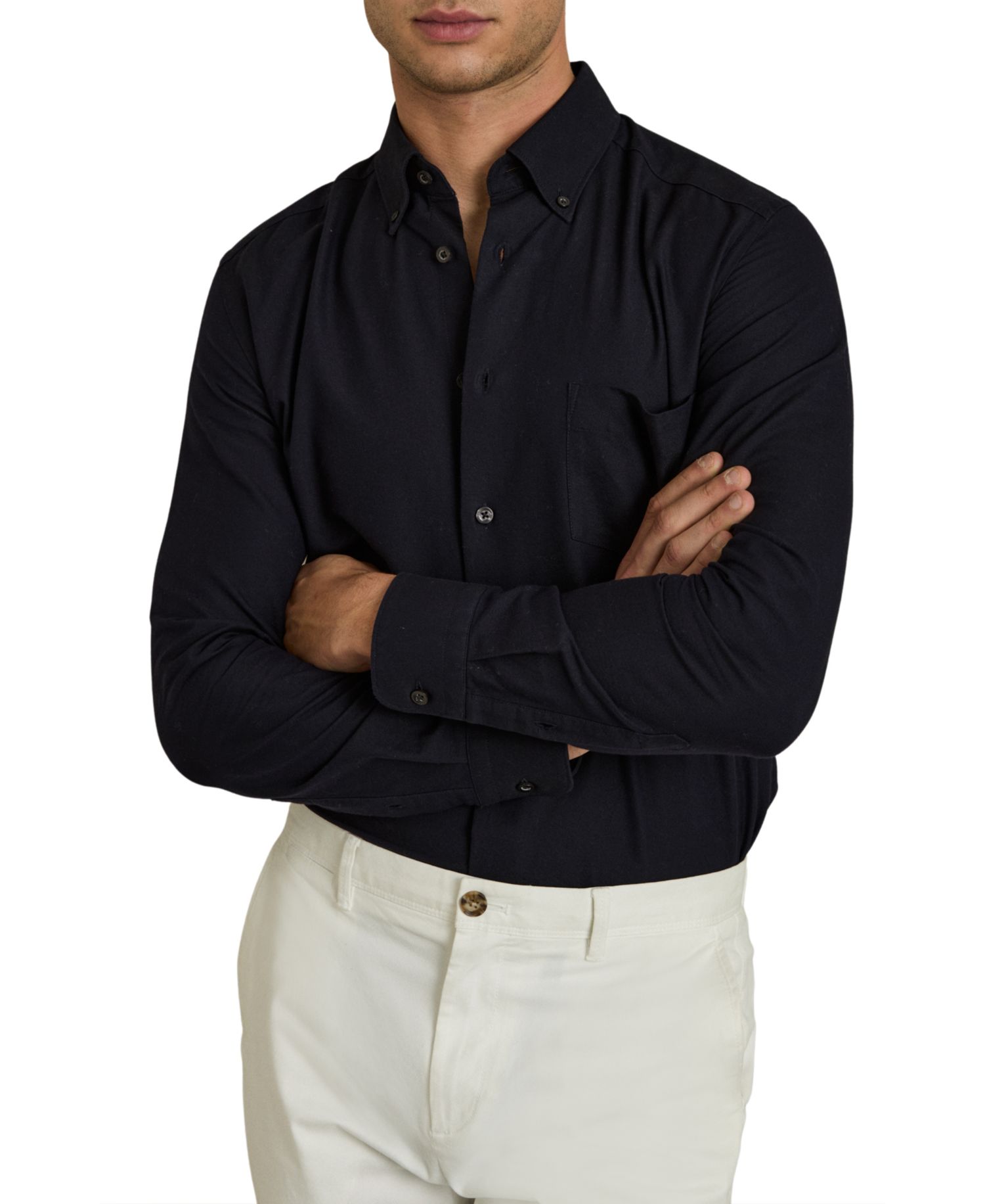 Men's Greenwich Slim-Fit Button-Down Collar Cotton Oxford Dress Shirt