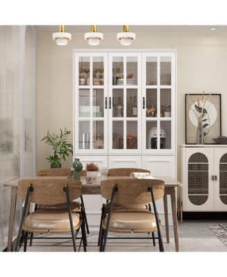 Bookcase Bookshelf with 10 Storage Shelves & 3 Glass Doors,Display Storage Cabinet