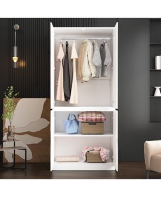 High Gloss Mirrored Doors Wardrobe Armoires with 4 Mirror Doors