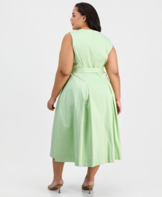 Plus Size Belted Midi Dress