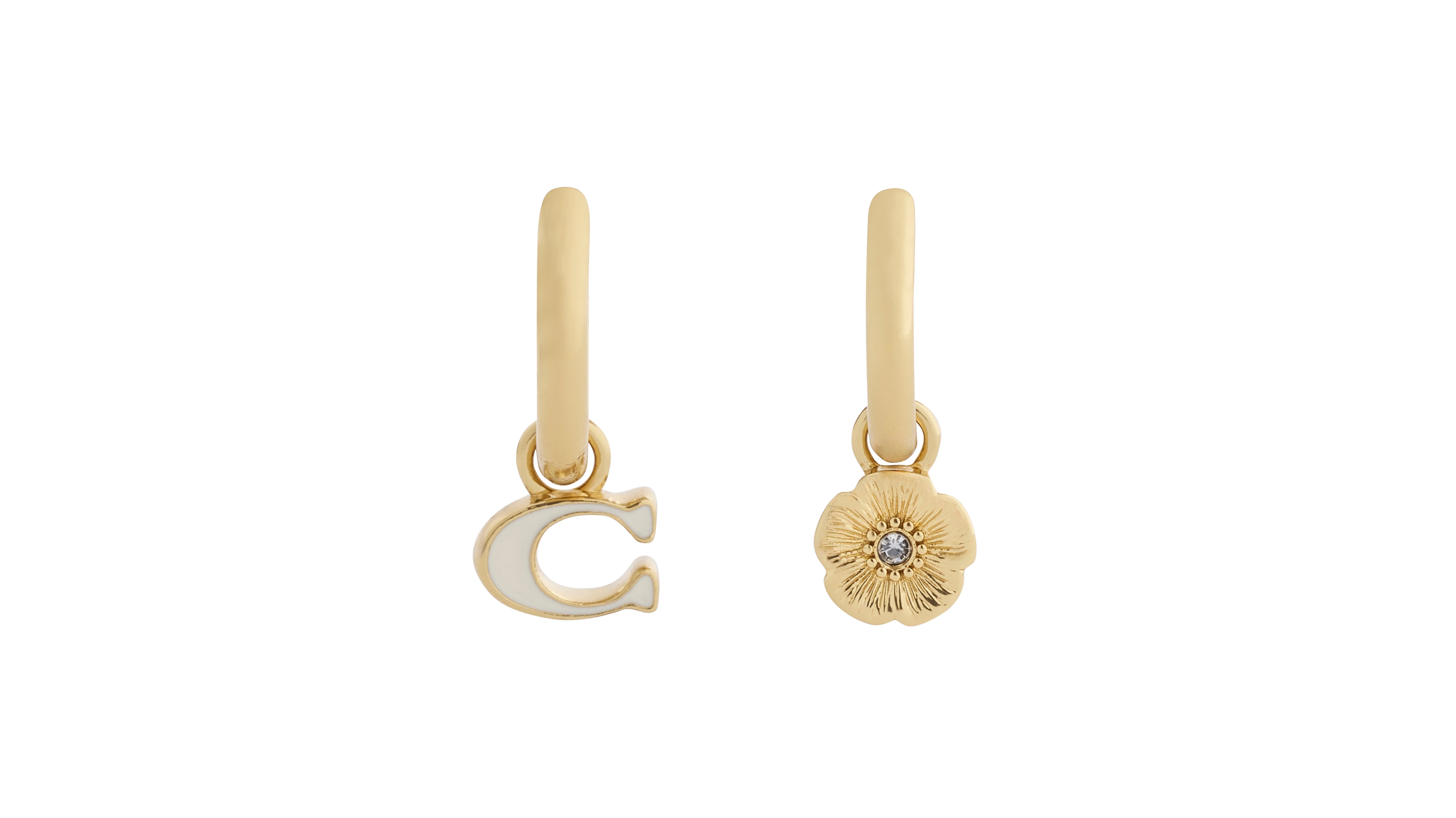 Coach Chalk Signature C Tea Rose Mismatch Earrings