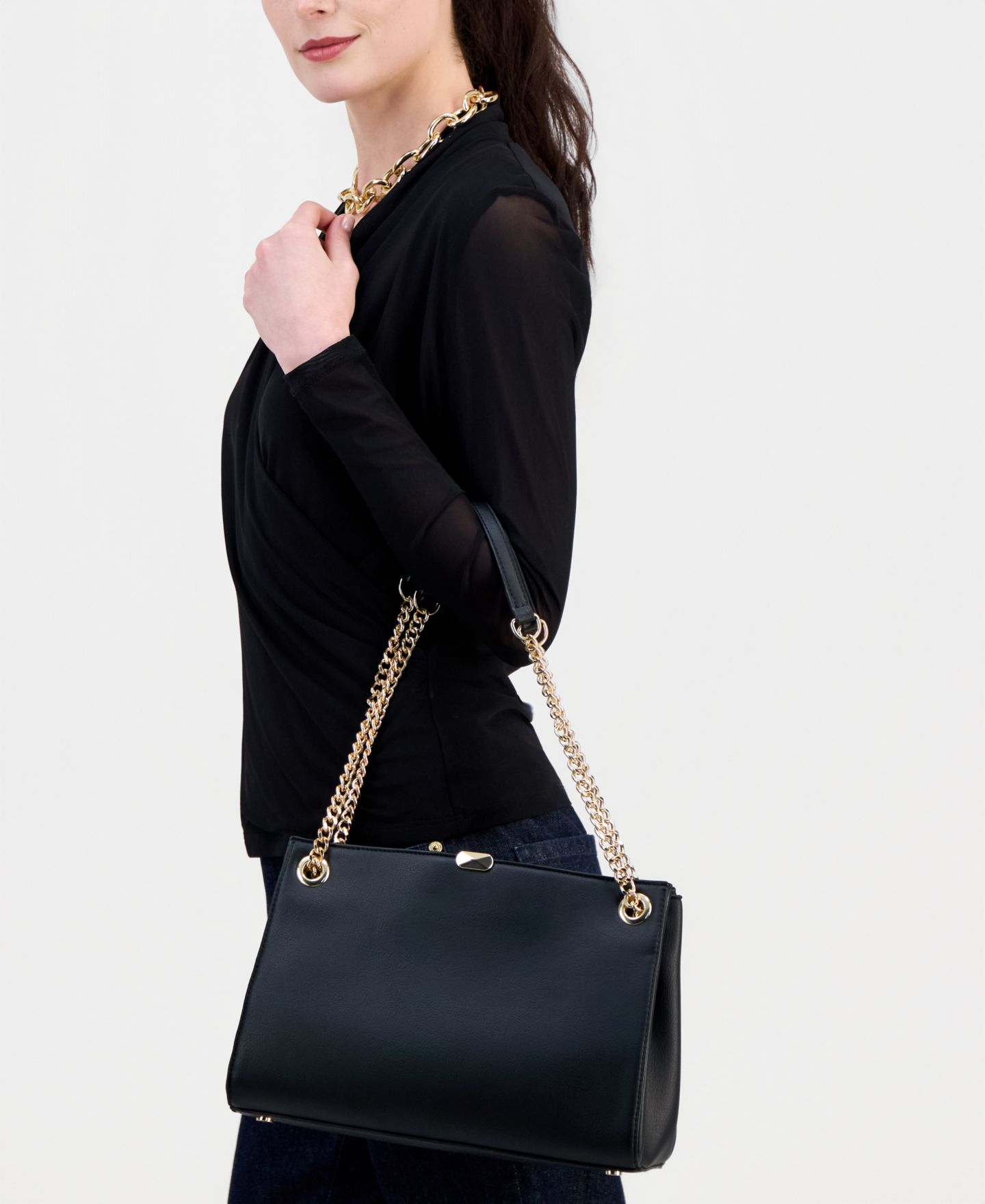 Женская сумка I.N.C. International Concepts Harperr Solid Shoulder, цвет: Чёрный — фото 7