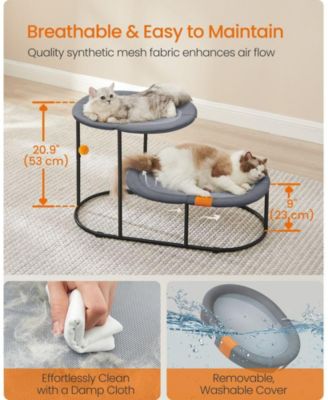 2-Tier Elevated Pet Bed with Steel Frame, Breathable Mesh, Washable Fabric, Top 20 lb/Bottom 28 lb
