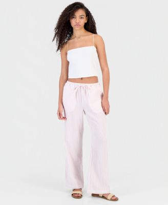 Juniors' Cotton Gauze Striped Beach Pants