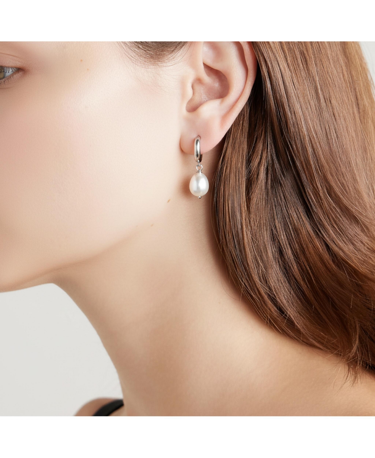 Joey Baby Silver Mini Hoop Earrings with Freshwater Pearl Drop