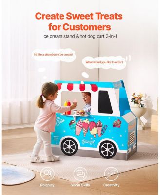 Wooden Ice Cream Truck with Chalkboard & Steering Wheel