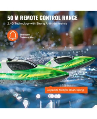 2.4GHz RC Racing Boat with LED Navigation Lights & Waterproof Design, Green