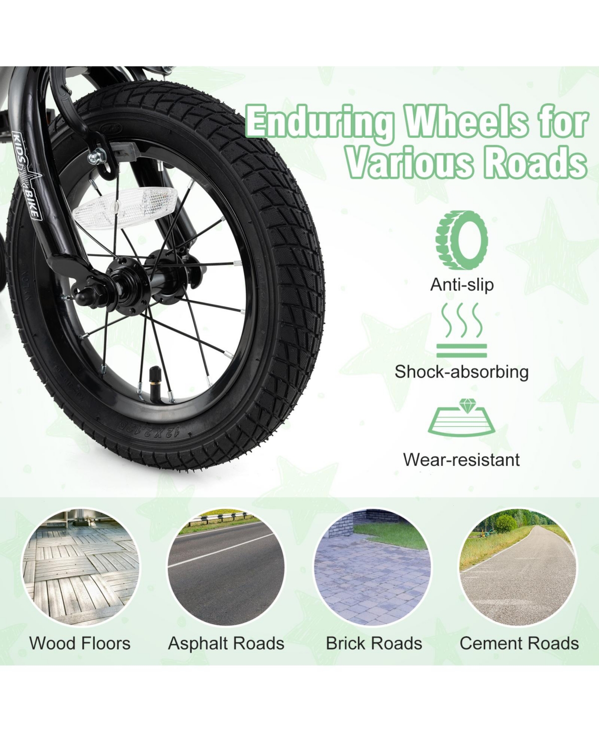 Sugift 12 Inch Kids Bike Adjustable with Transparent Chain Cover for 3-4 Years Old