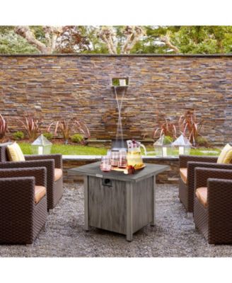 28 Inch 40000 BTU Square Fire Pit Table with Lid and Lava Rocks