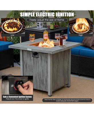 28 Inch 40000 BTU Square Fire Pit Table with Lid and Lava Rocks