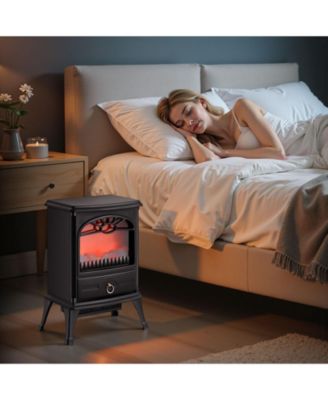 22.8" Freestanding Electric Fireplace Stove Heater 1500W Realistic Flames