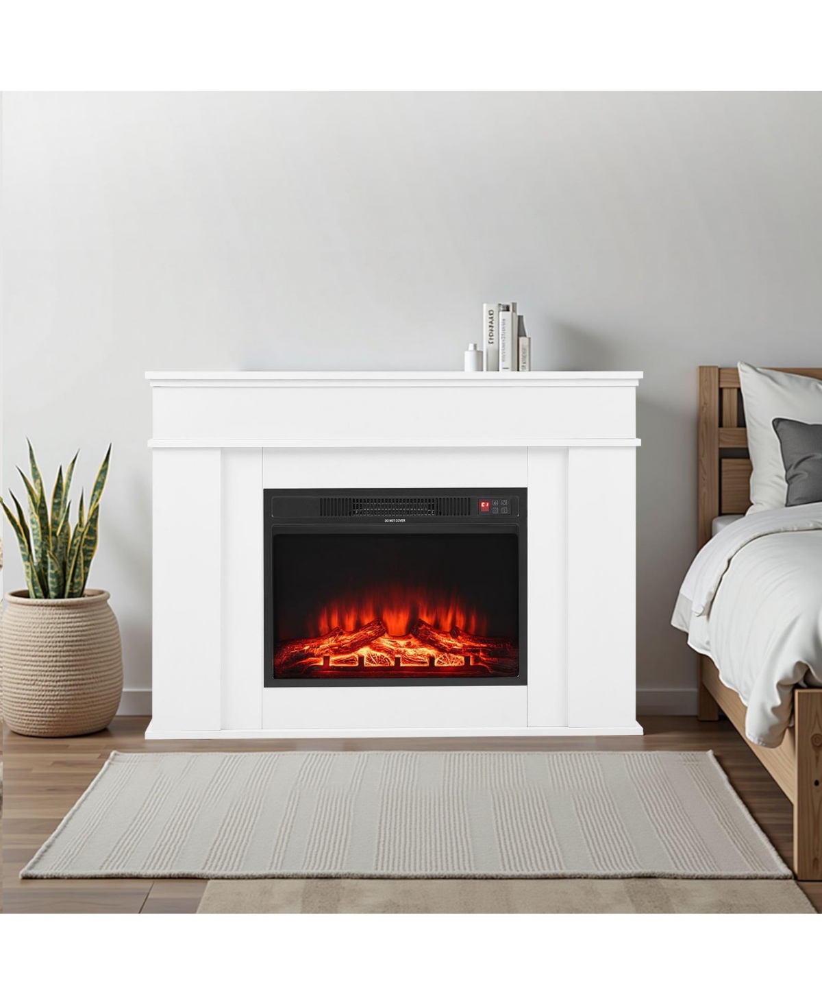 43" Freestanding Electric Fireplace Stove Heater with Mantel 1500W White