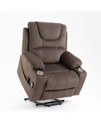 Velvet Recliner Chair with 2 Cup Holder, Lounge Chair Power Lift Chair Relax Sofa Chair