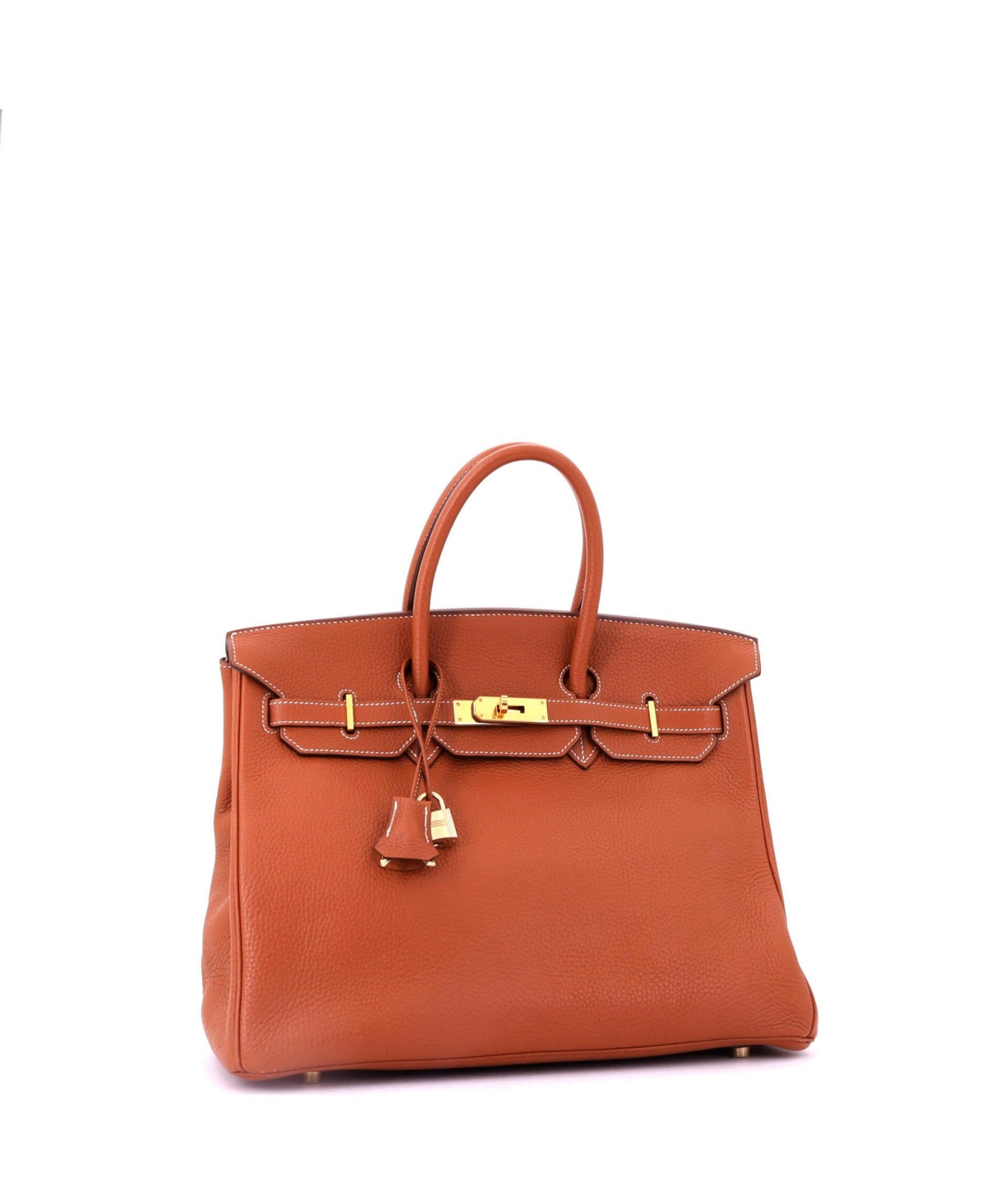 Pre-Owned HERMES Birkin 35 Handbag Brown Clemence with Gold Hardware