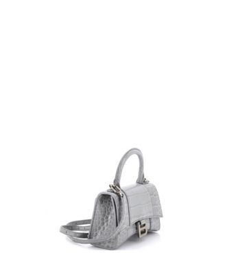 XS Hourglass Top Handle Bag Embossed Leather