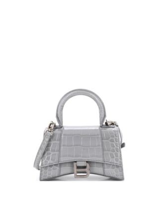 XS Hourglass Top Handle Bag Embossed Leather