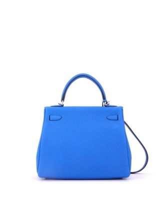 Kelly 25 Handbag Blue Togo with Palladium Hardware