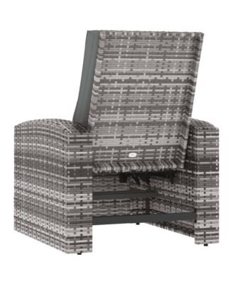 Patio Reclining Chair with Cushions Gray Poly Rattan