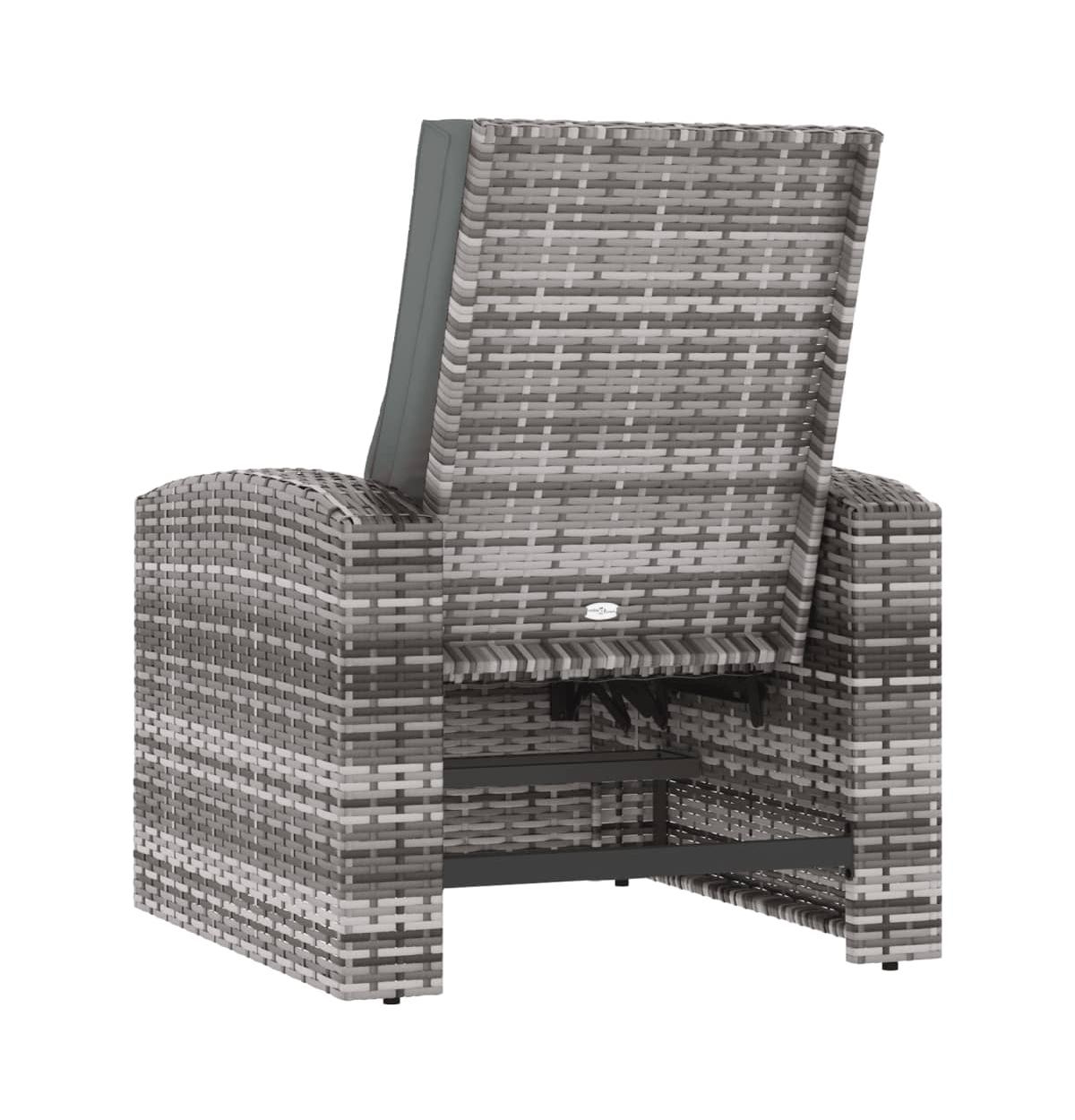 Patio Reclining Chair with Cushions Gray Poly Rattan