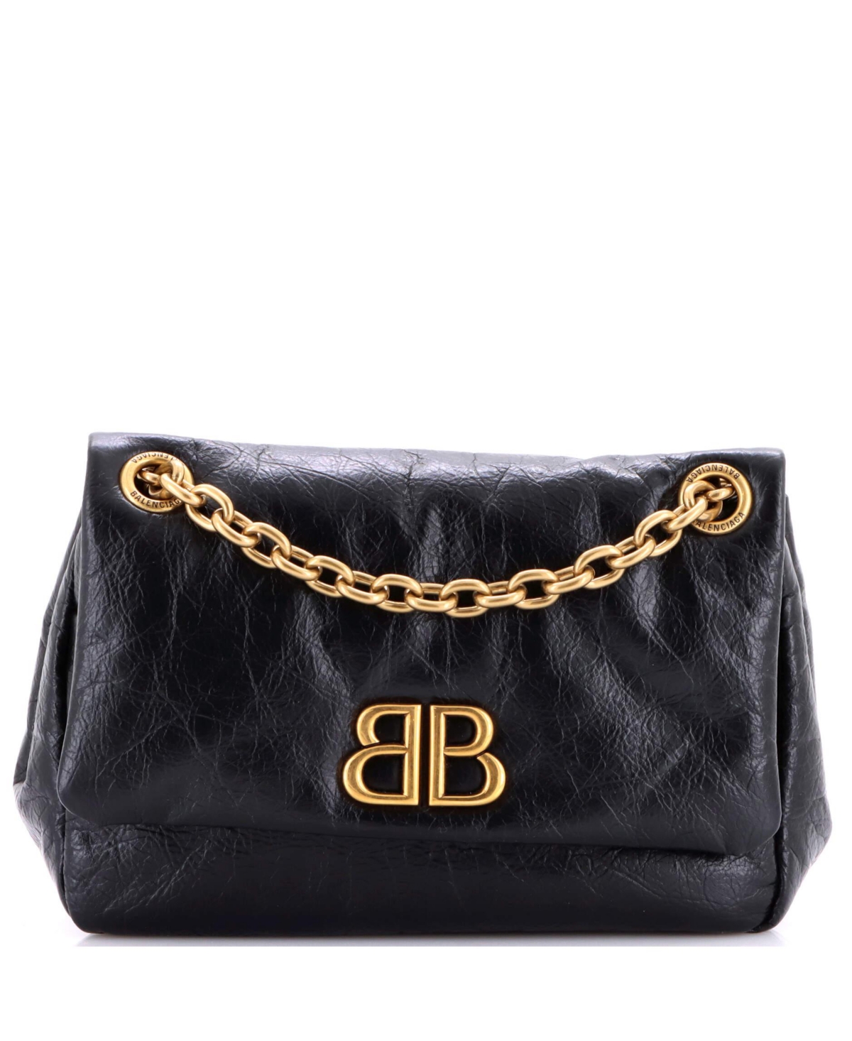 Pre-Owned Balenciaga Mini Monaco Chain Flap Shoulder Bag Leather