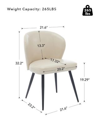 Set of 4 PU Leather Upholstered Accent Dining Chairs, Curved Backrest with Sturdy Steel Legs