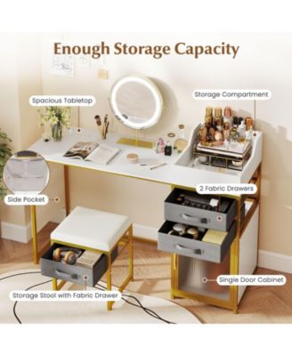 55" Makeup Vanity Desk with Rotatable Lighted Mirror, Storage Dressing Table