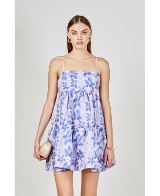 Women's Metallic Foral Jacquard Mini Dress