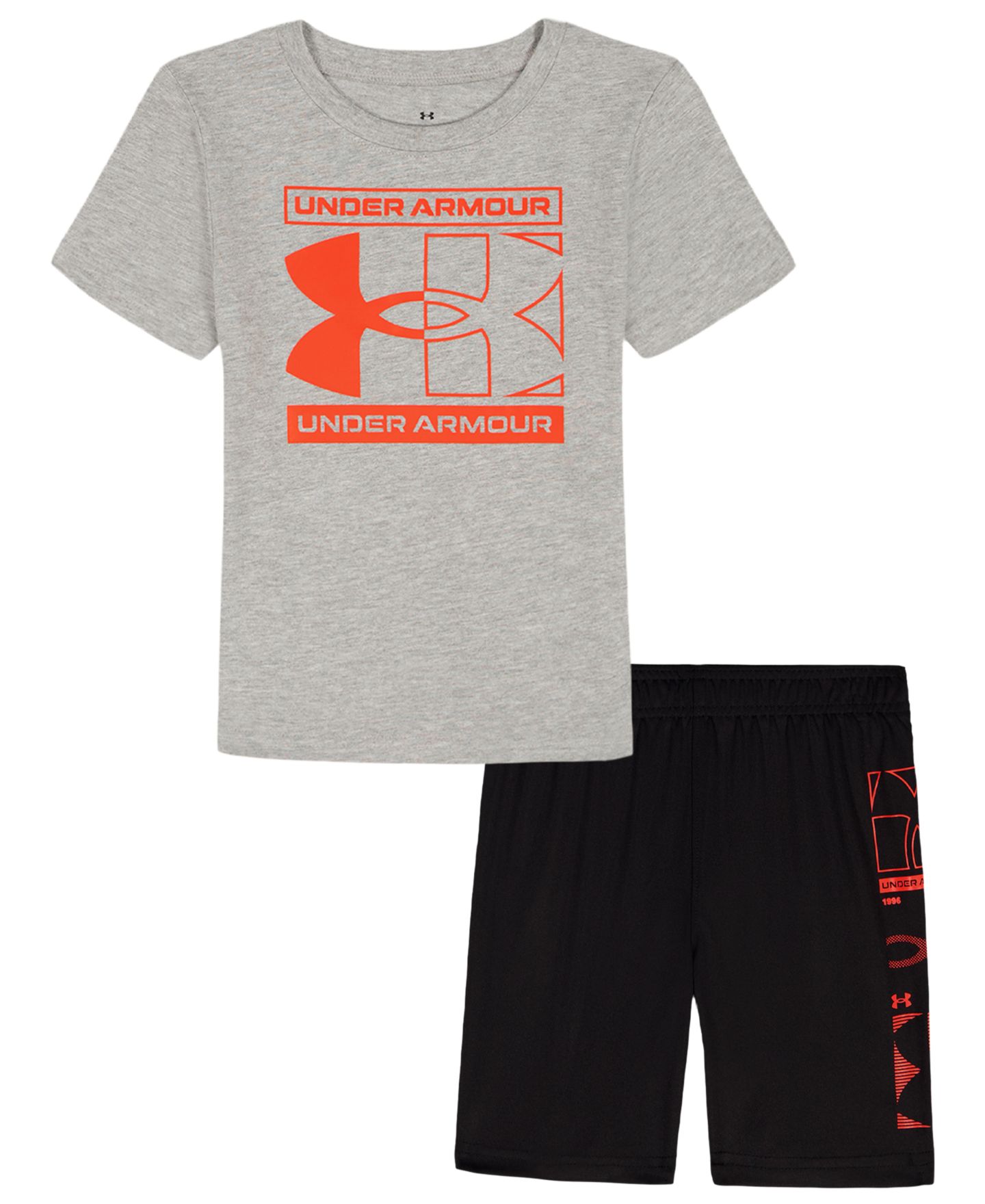 Детский комплект Under Armour Tech Decon: футболка и шорты, 2-7 лет, цвет: Серый / Чёрный — фото 1