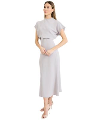 Women's Draped Dolman-Sleeve Midi Dress