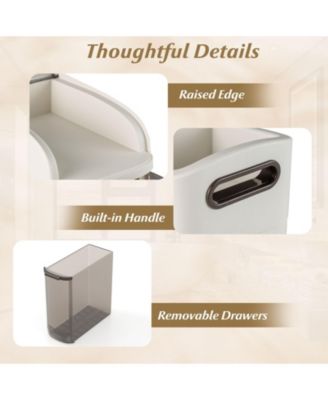 Narrow 6-Tier Bathroom Cabinet with Drawers and Built-In Tissue Box