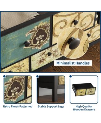 6 Drawers Dresser for Bedroom, Wooden Farmhouse Dresser with Metal Handle