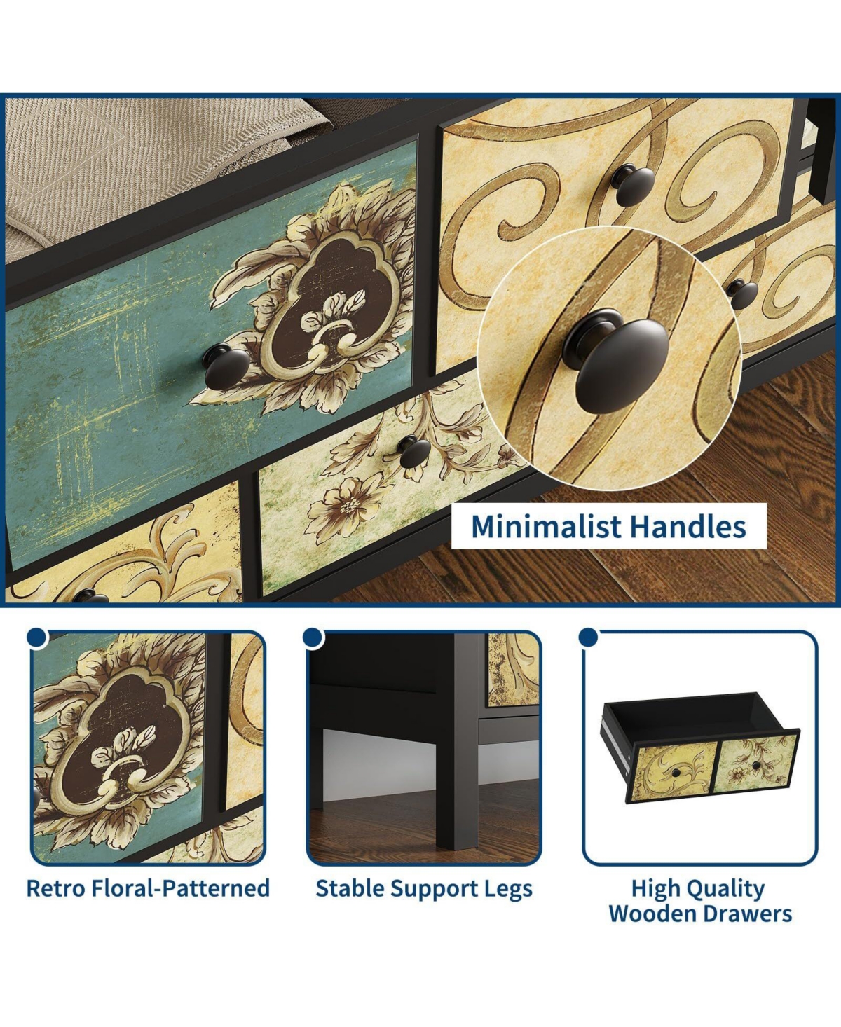 Gaomon 6 Drawers Dresser for Bedroom, Wooden Farmhouse Dresser with Metal Handle