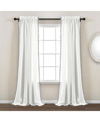 Pom Light Filtering Window Curtain Panel Single 50"W x 84"L +2" Curtains for Bedroom - Nursery Decor - Kids Curtains