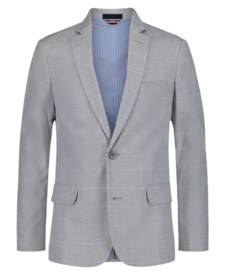 Boys' 8-20 Textured Check Sport Front Button Coat