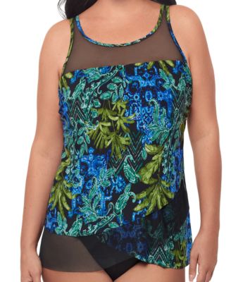 Plus Size Underwire High Scoop Neck Tankini Top