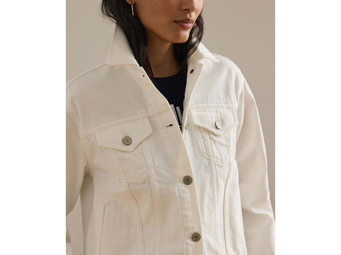 Женская куртка Lauren Ralph Lauren Denim Trucker, цвет: Белый варёный — фото 4