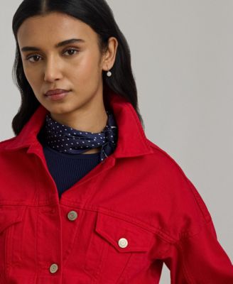 Women's Denim Wedge Spread Collar Trucker Jacket