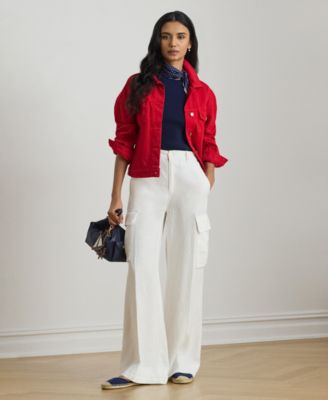 Women's Denim Wedge Spread Collar Trucker Jacket