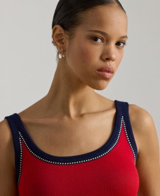 Women's Two-Tone Scoop Neck Sweater Tank Top