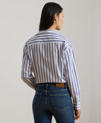 Women's Relaxed Fit Striped Collared Shirt